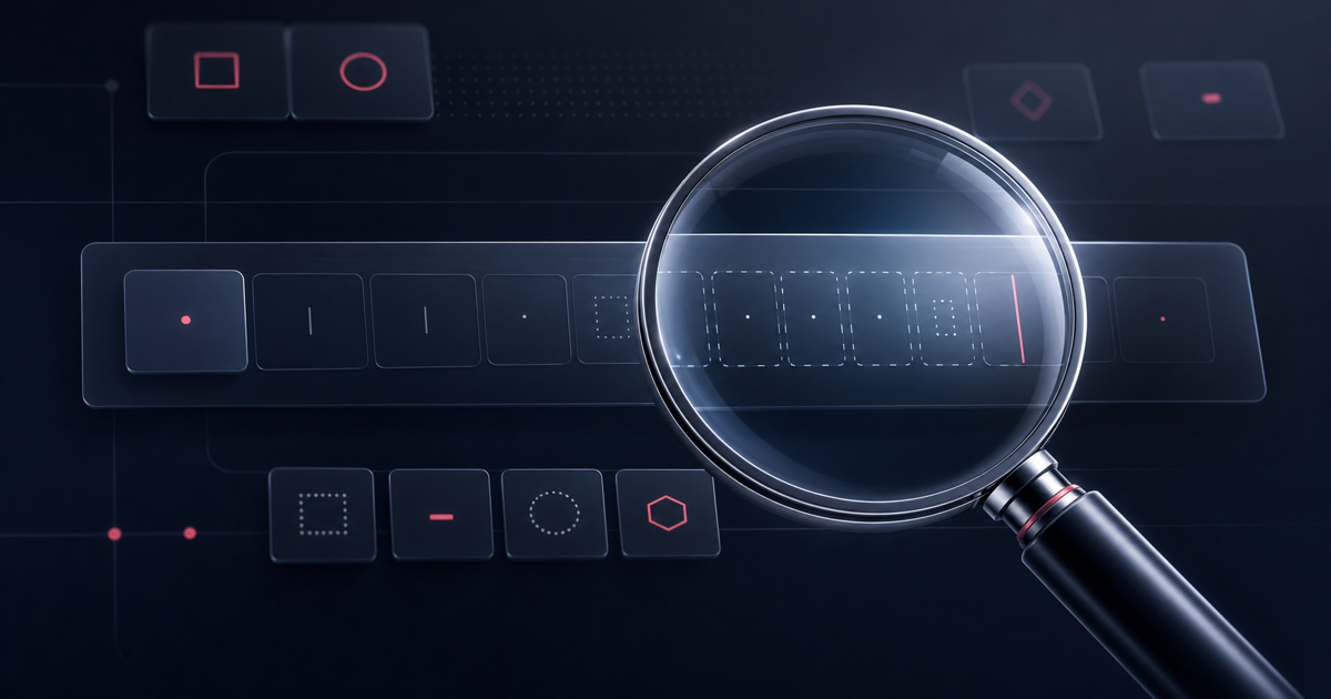Original editorial illustration of a magnifying glass revealing otherwise invisible character cells